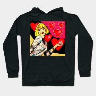 Blonde girl with bangs and hearts. Hoodie